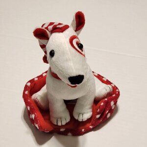 Target Bullseye dog plush lovey toy Santa hat red dog bed